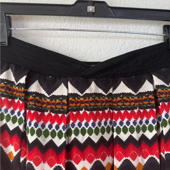 Anthropologie Fei Womens Multicolor Pleated Skirt Sz 6 Geometric Aztec Boho Folk - Picture 2 of 8